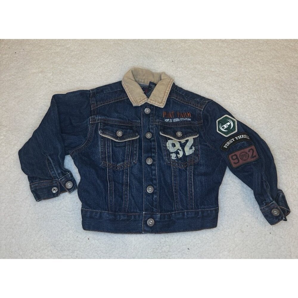 Vintage Phat Farm Jacket Toddler 2T Denim Button Patch Y2K Boys